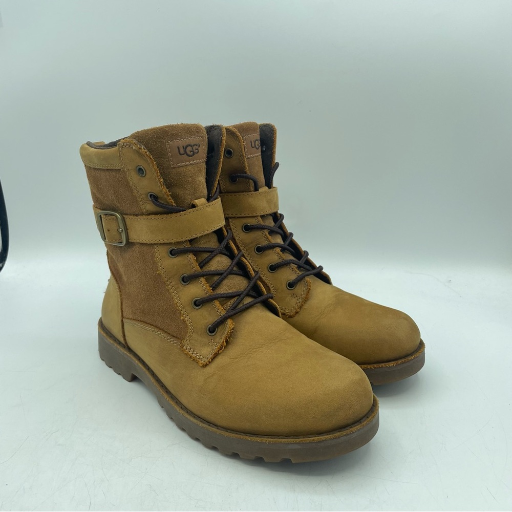 UGG Koren Brown Leather Suede Boots Youth Girls 1017816K Size 3 Chestnut Hiking - Picture 2 of 13